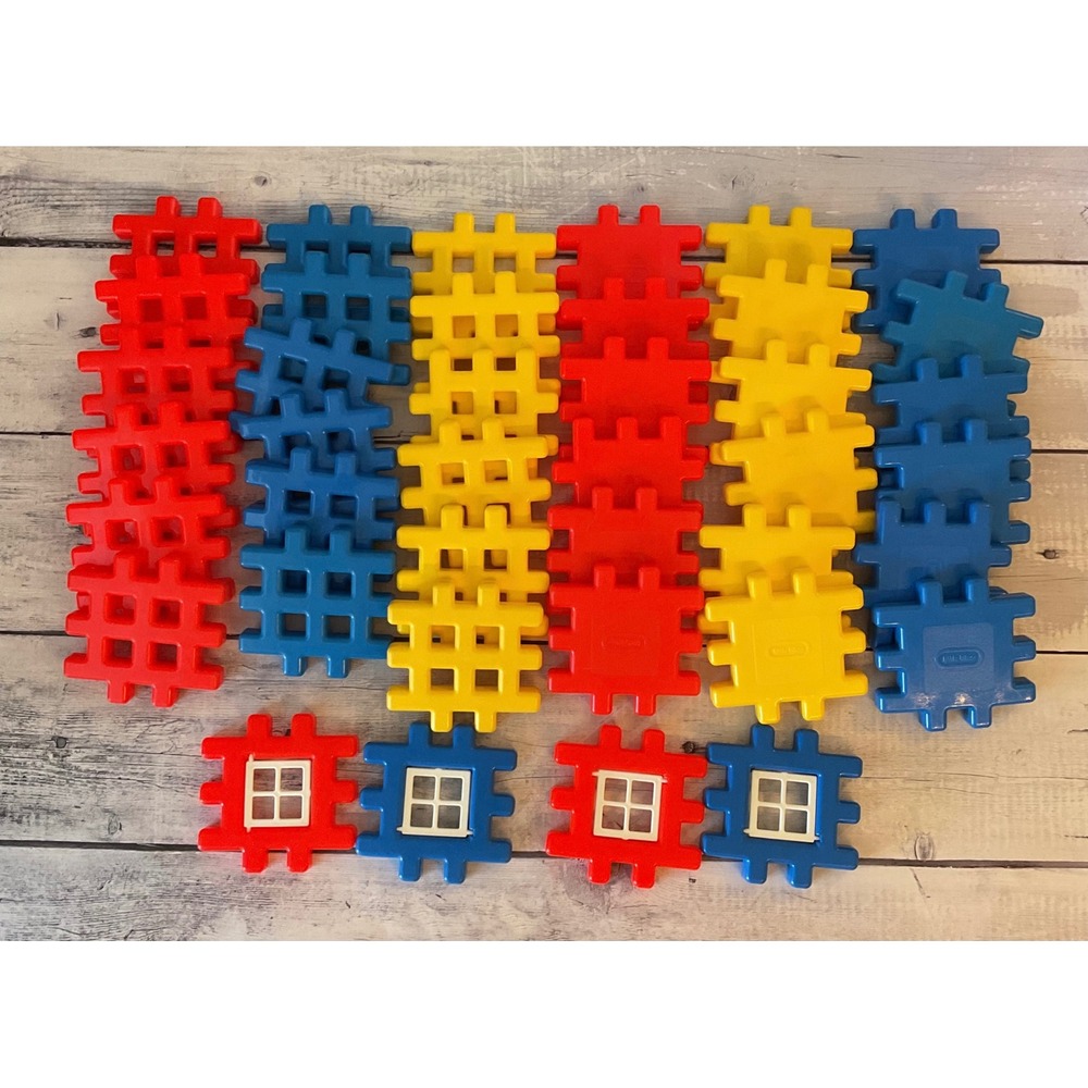 Vintage Little Tikes Waffle Blocks 40 Piece Set Primary Colors Building Toy